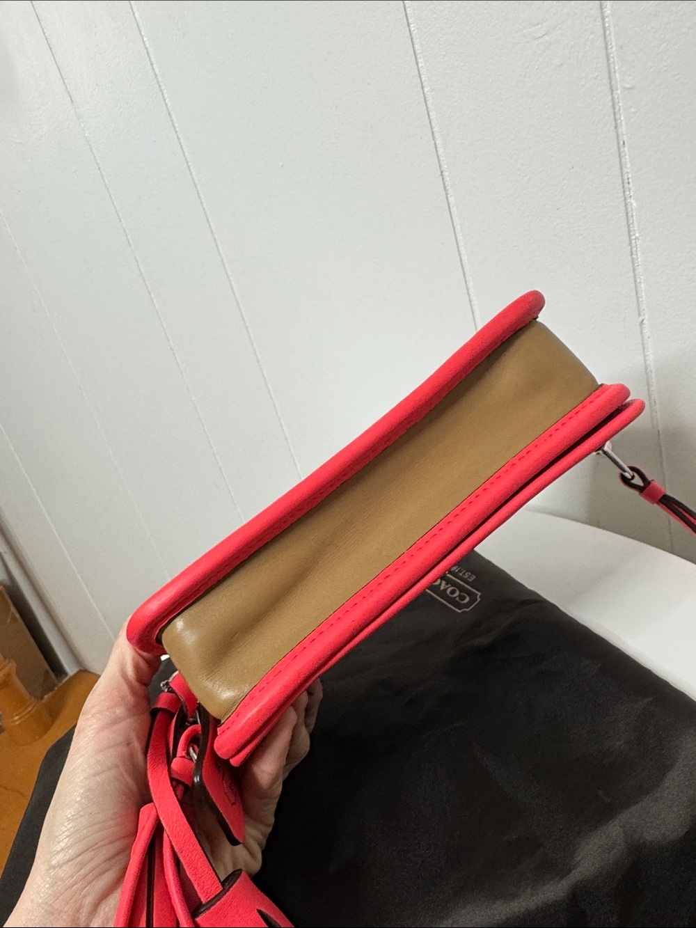Coach legacy archive crossbody purse bag tab and bright pink leather - Picture 6 of 11